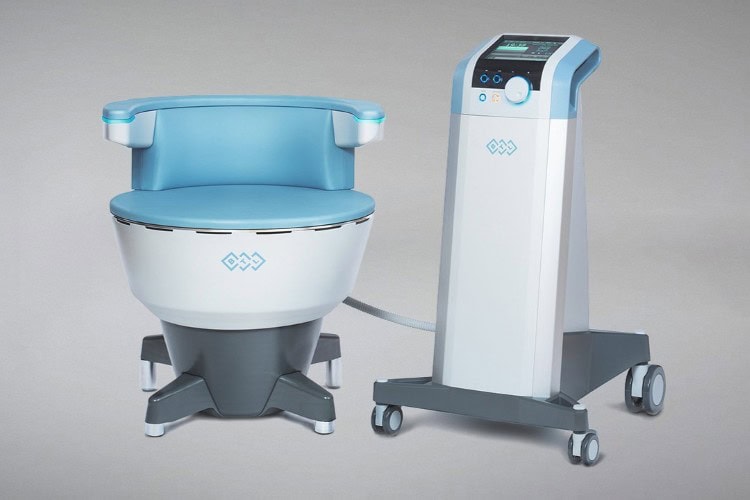 The EMSELLA chair and its control unit